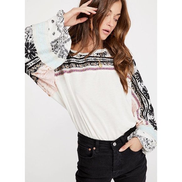 Free People Tripoli Slouchy Embroidered Boho Top - Picture 8 of 8